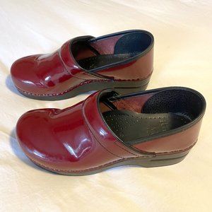 Dansko Burgundy Patent Leather Clogs